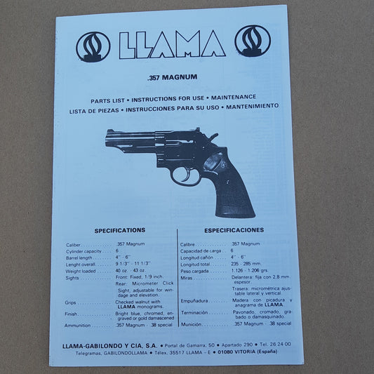 Waffenteile Anleitung Llama Revolver .357 Magnum Comanche