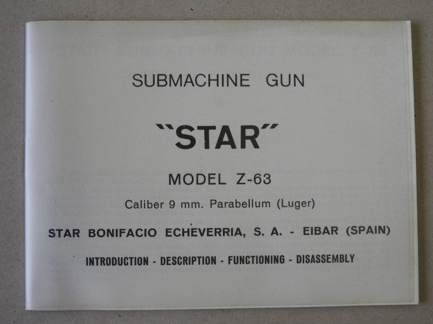 Waffenteile Anleitung Star Z63 SMG