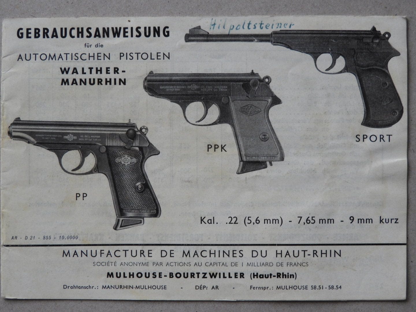 Waffenteile Anleitung Walther PP Manurhin